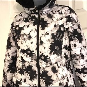 Girl's Justice Reversible Coat. Black & White. Size 14/16.